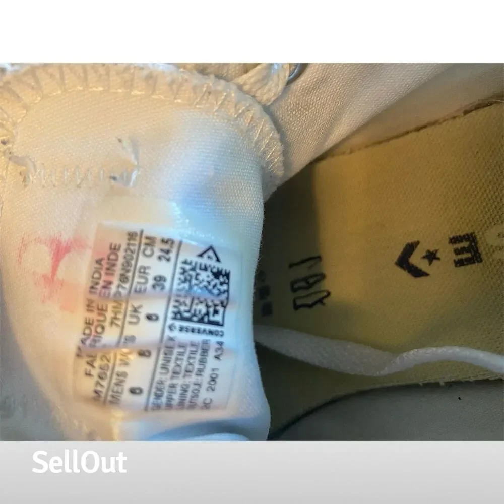 Converse Chuck Taylor All Star Low Top White Canvas Sneakers Unisex 6